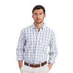 Schoffel Brancaster Classic Shirt 4050 – Imperial Blue Check Cotton – Mens Clothing - Crep Direct UK