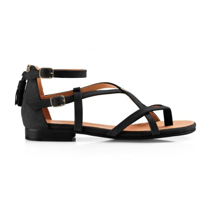Fairfax and Favor Fairfax & Favor Brancaster Sandals – Black Suede – Womens Sandals, Sliders & Toe Posts - Crep Direct UK