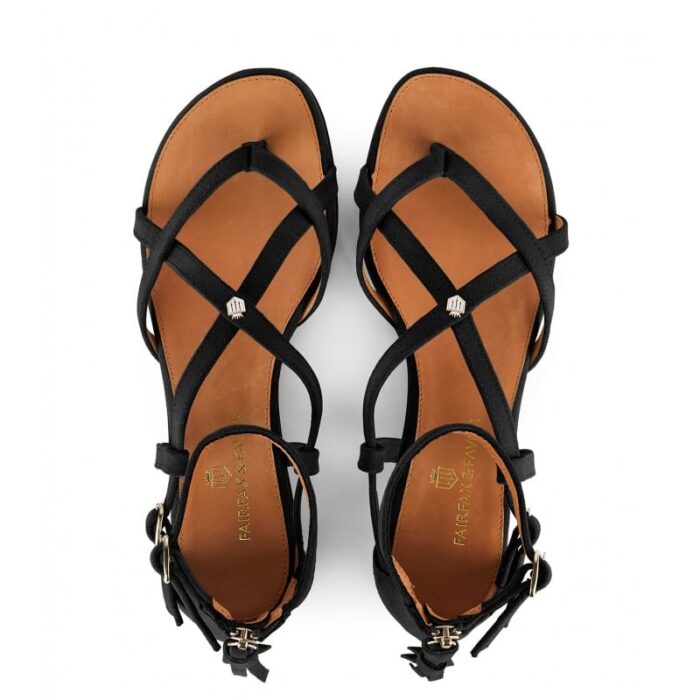 Fairfax and Favor Fairfax & Favor Brancaster Sandals – Black Suede – Womens Sandals, Sliders & Toe Posts - Crep Direct UK