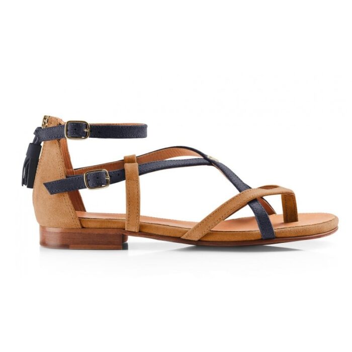 Fairfax and Favor Fairfax & Favor Brancaster Sandals – Tan / Navy – Womens Sandals, Sliders & Toe Posts - Crep Direct UK