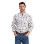 Schoffel Brancaster Classic Shirt 4050 – Wine Check Cotton – Mens Clothing - Crep Direct UK
