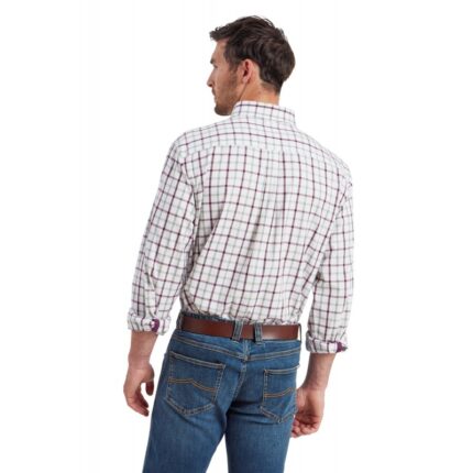 Schoffel Brancaster Classic Shirt 4050 – Wine Check Cotton – Mens Clothing - Crep Direct UK