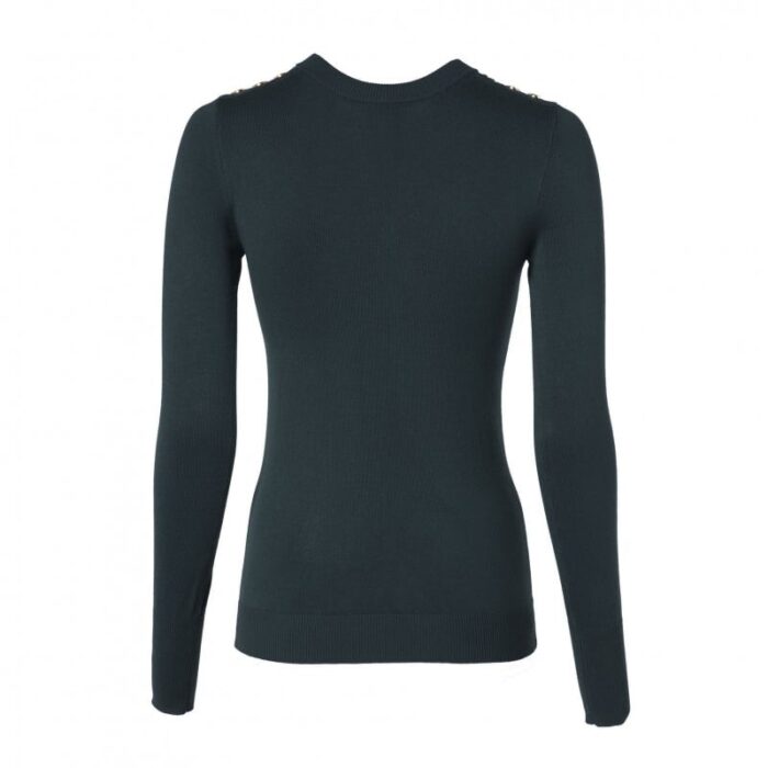 Holland Cooper Buttoned Knit Crew Neck – Deep Emerald – Ladies Clothing - Crep Direct UK