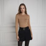 Holland Cooper Buttoned Knit Crew Neck – Dark Camel – Ladies Clothing - Crep Direct UK