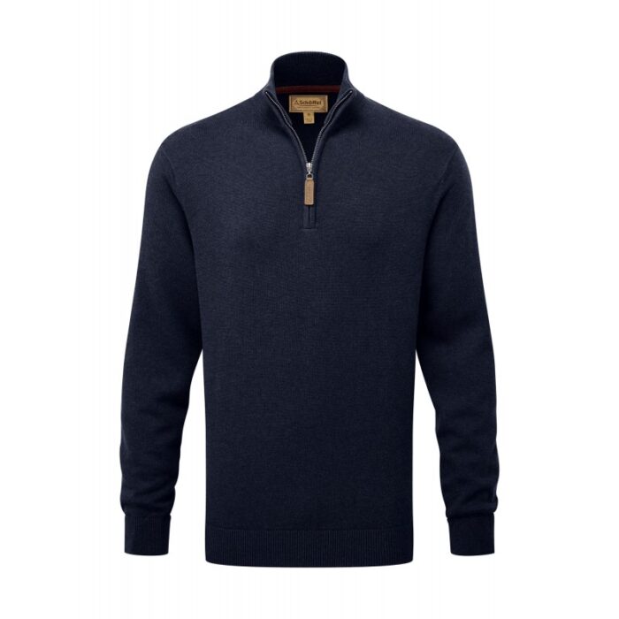 Schoffel Calton Cotton Cashmere 1/4 Zip Jumper 3147 – Navy – Mens Clothing - Crep Direct UK