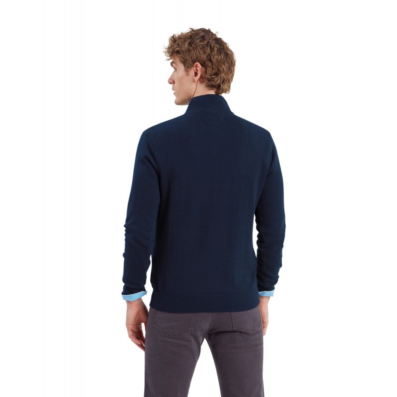 Schoffel Calton Cotton Cashmere 1/4 Zip Jumper 3147 – Navy – Mens Clothing - Crep Direct UK