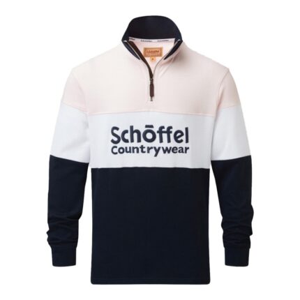 Schoffel Exeter Heritage 1/4 Zip 4045 - Pale Pink Cotton - Mens Clothing
