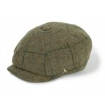 Hicks & Brown Hicks & Brown Felsham Tweed Baker Boy Cap – Green – Ladies Clothing - Crep Direct UK