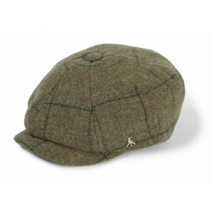 Hicks & Brown Hicks & Brown Felsham Tweed Baker Boy Cap – Green – Ladies Clothing - Crep Direct UK