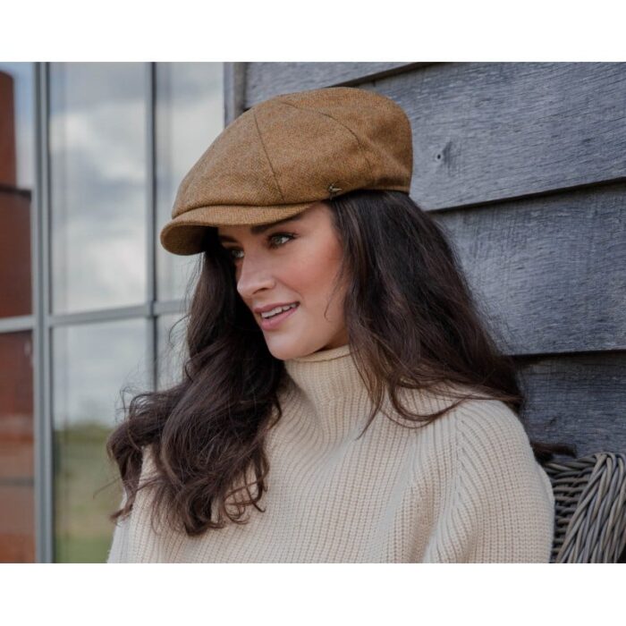 Hicks & Brown Hicks & Brown Felsham Tweed Baker Boy Cap – Russet – Ladies Clothing - Crep Direct UK