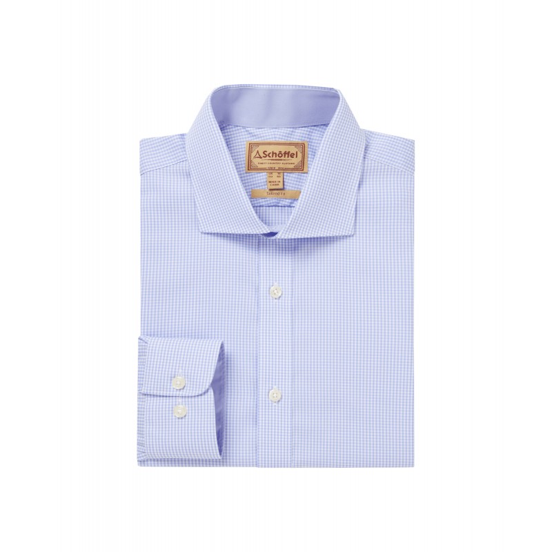 Schoffel Greenwich Tailored Shirt 4091 – Light Blue Micro Check Cotton – Mens Clothing - Crep Direct UK Schoffel Greenwich Tailored Shirt 4091 – Light Blue Micro Check Cotton – Mens Clothing - Crep Direct UK