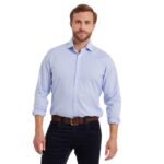 Schoffel Greenwich Tailored Shirt 4091 – Light Blue Micro Check Cotton – Mens Clothing - Crep Direct UK