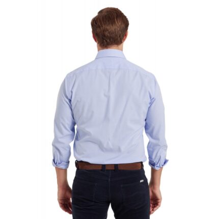 Schoffel Greenwich Tailored Shirt 4091 – Light Blue Micro Check Cotton – Mens Clothing - Crep Direct UK