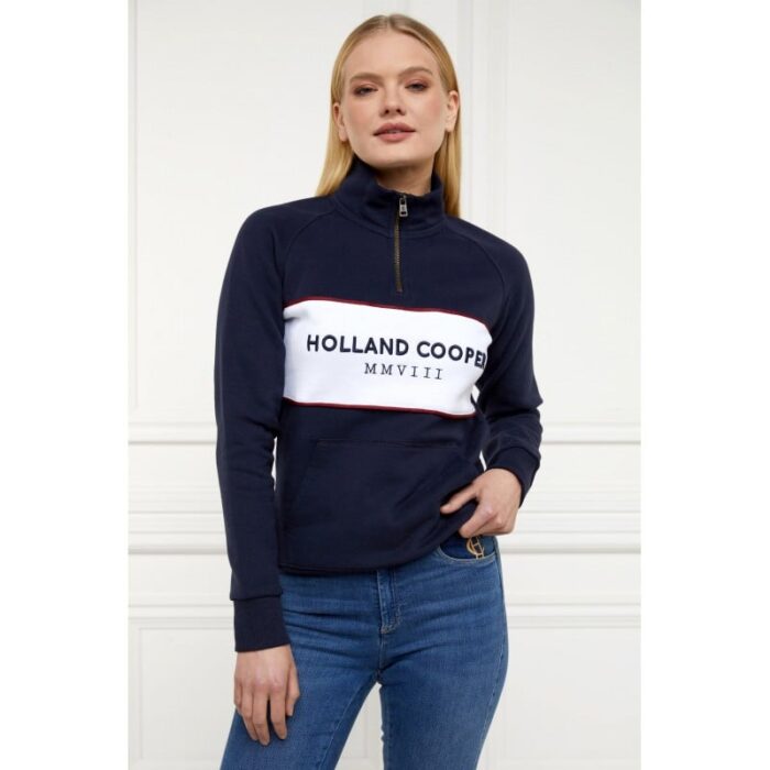 Holland Cooper Sporting Heritage Zip Henley – Ink Navy – Ladies Clothing - Crep Direct UK