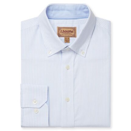 Schoffel Holt Soft Oxford Tailored Shirt 4077 - Pale Stripe Cotton - Mens Clothing