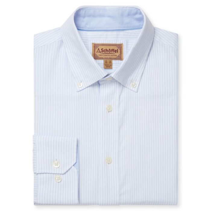 Schoffel Holt Soft Oxford Tailored Shirt 4077 – Pale Stripe Cotton – Mens Clothing - Crep Direct UK