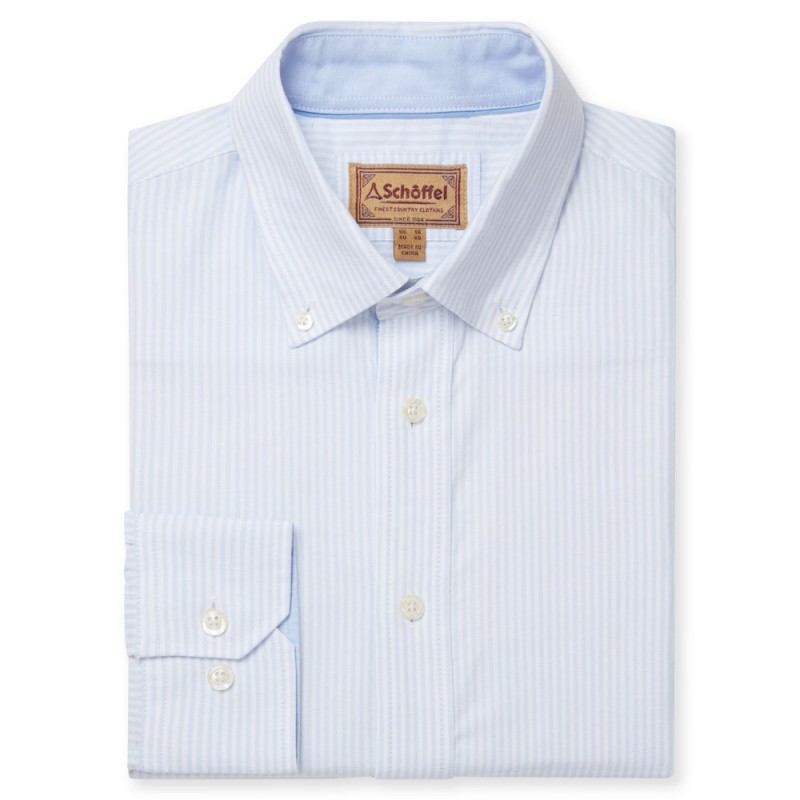 Schoffel Holt Soft Oxford Tailored Shirt 4077 – Pale Stripe Cotton – Mens Clothing - Crep Direct UK Schoffel Holt Soft Oxford Tailored Shirt 4077 – Pale Stripe Cotton – Mens Clothing - Crep Direct UK