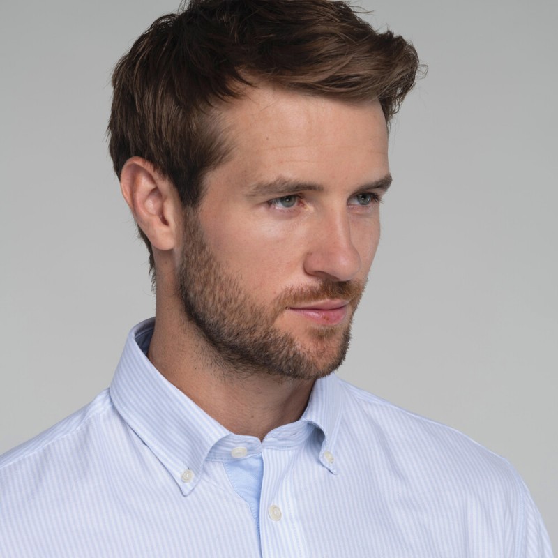 Schoffel Holt Soft Oxford Tailored Shirt 4077 – Pale Stripe Cotton – Mens Clothing - Crep Direct UK