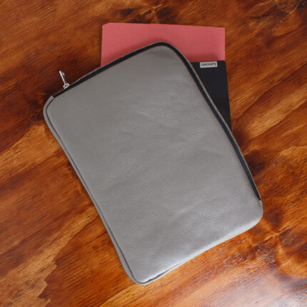 The Golden Boot Golden Boot Leather Portfolio Case - Grey Leather - Mens Wallets, Bags and Accessories