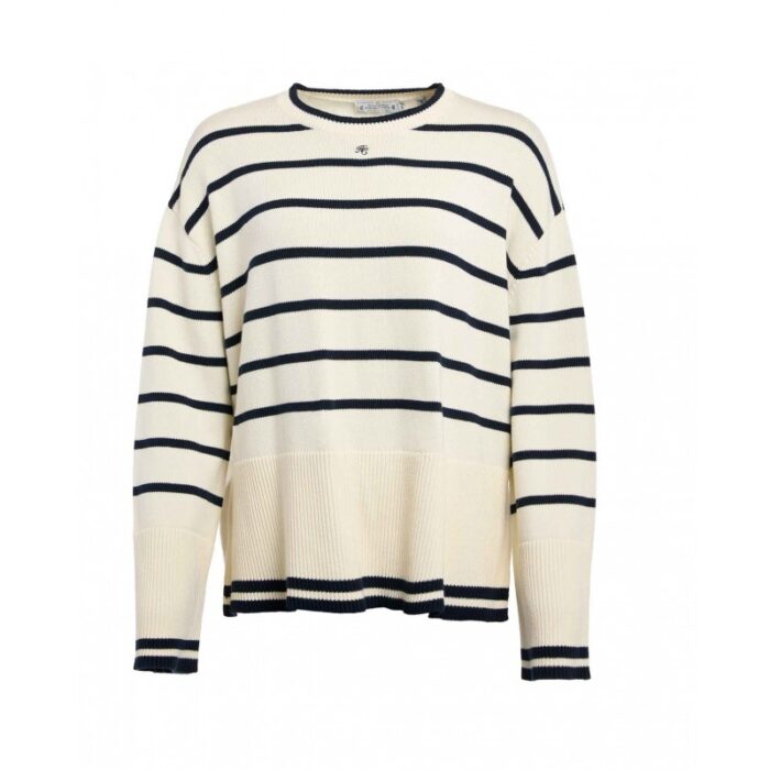 Holland Cooper Antonia Crew Neck Knit – Natural Stripe – Ladies Clothing - Crep Direct UK