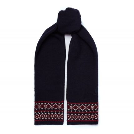 Holland Cooper Jennifer Fairisle Scarf - Ink Navy - Ladies Clothing