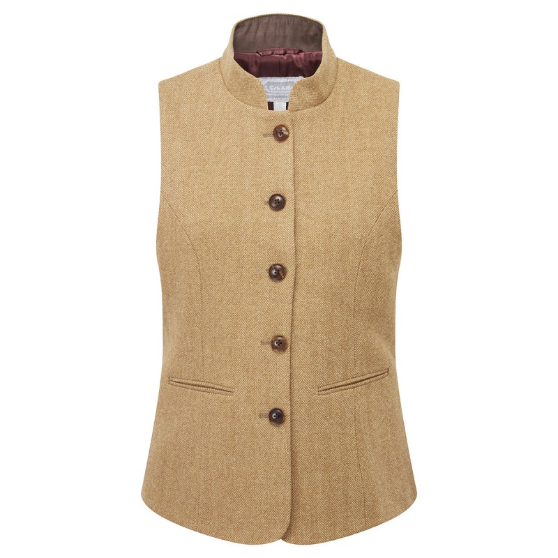 Schoffel Millport Tweed Nehru Waistcoat 4402 – Oak Herringbone Tweed – Ladies Clothing - Crep Direct UK Schoffel Millport Tweed Nehru Waistcoat 4402 – Oak Herringbone Tweed – Ladies Clothing - Crep Direct UK