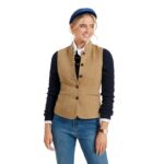 Schoffel Millport Tweed Nehru Waistcoat 4402 – Oak Herringbone Tweed – Ladies Clothing - Crep Direct UK