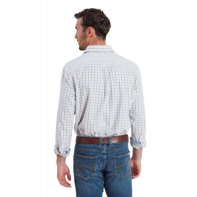 Schoffel Milton Tailored Shirt 4073 – Vintage Navy / Imp Blue Cotton – Mens Clothing - Crep Direct UK