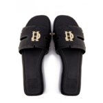 Holland Cooper Monogram Slides – Black Leather – Womens Sandals, Sliders & Toe Posts - Crep Direct UK