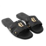 Holland Cooper Monogram Slides – Black Leather – Womens Sandals, Sliders & Toe Posts - Crep Direct UK