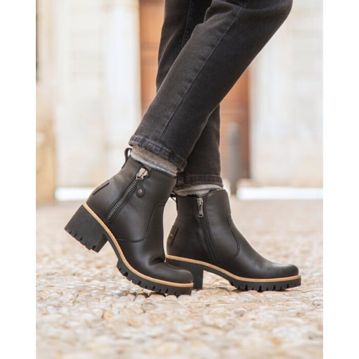 Panama Jack Pauline Igloo Trav Ankle Boots – Black Leather – Womens Boots - Crep Direct UK