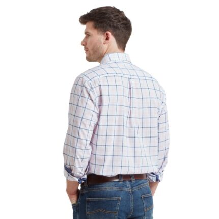 Schoffel Polstead Classic Shirt 4099 – French Navy / Pale Blue / Pale Pink Cotton – Mens Clothing - Crep Direct UK