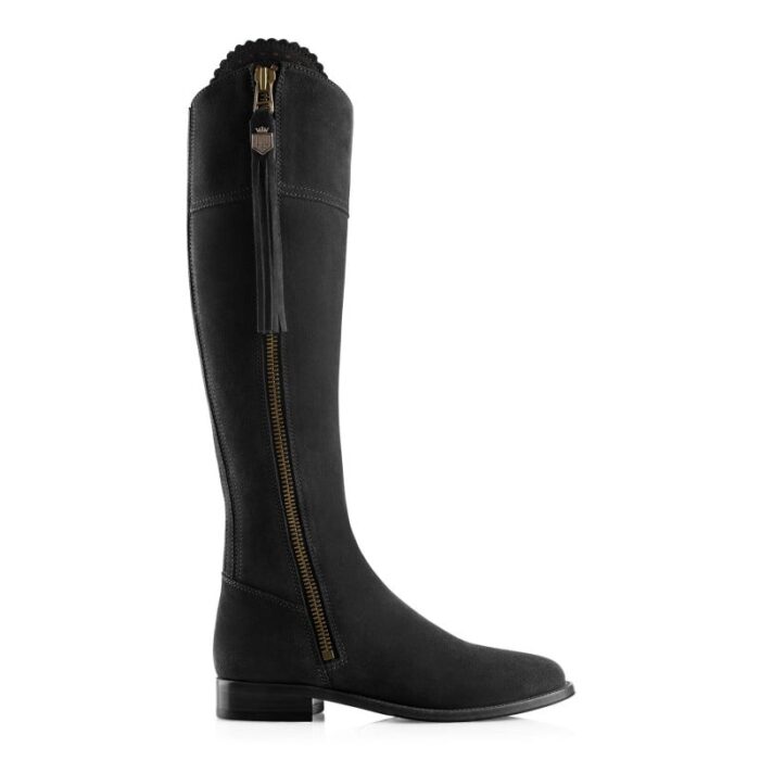 Fairfax and Favor Fairfax & Favor Regular Fit Flat Regina Boots – Black Suede – Womens Boots - Crep Direct UK