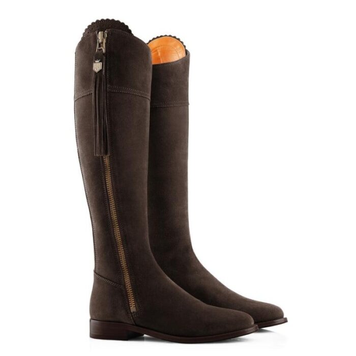 Fairfax and Favor Fairfax & Favor Regular Fit Flat Regina Boots – Chocolate Suede – Womens Boots - Crep Direct UK