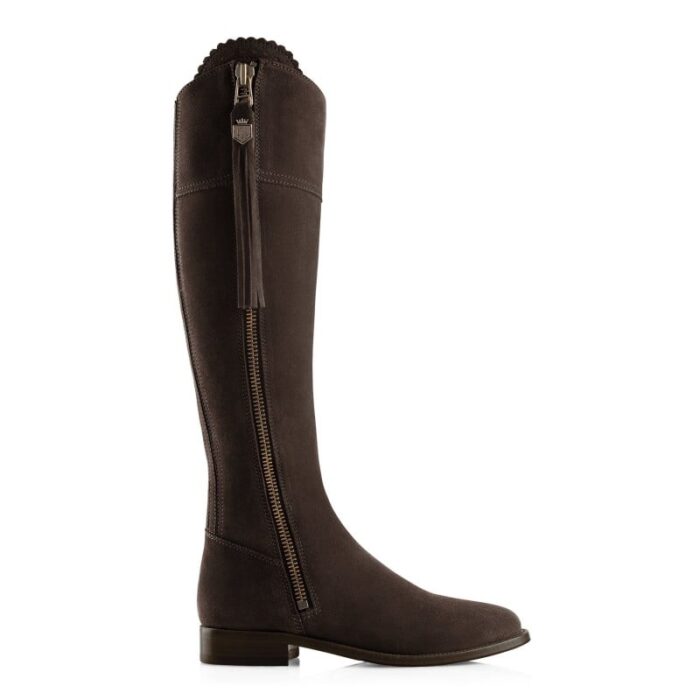 Fairfax and Favor Fairfax & Favor Regular Fit Flat Regina Boots – Chocolate Suede – Womens Boots - Crep Direct UK