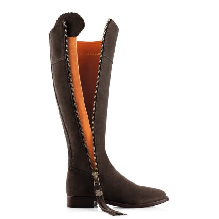 Fairfax and Favor Fairfax & Favor Regular Fit Flat Regina Boots – Chocolate Suede – Womens Boots - Crep Direct UK