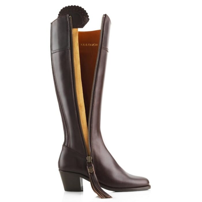 Fairfax and Favor Fairfax & Favor Regular Fit Heeled Regina Boots – Mahogany Leather – Womens Boots - Crep Direct UK