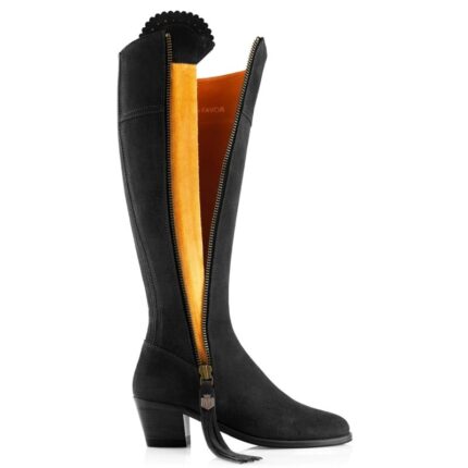 Fairfax and Favor Fairfax & Favor Regular Fit Heeled Regina Boots – Black Suede – Womens Boots - Crep Direct UK