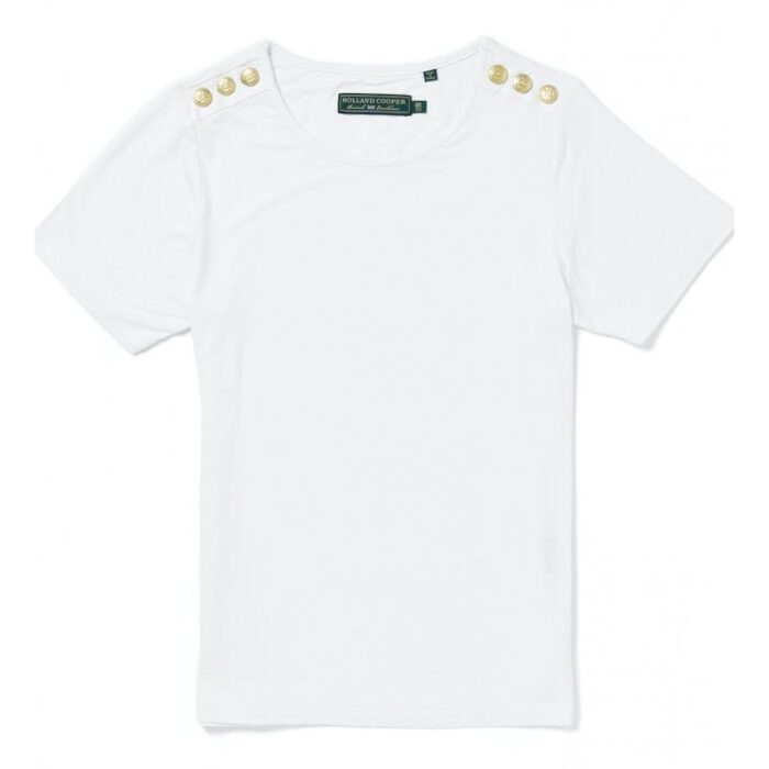 Holland Cooper Relax Fit Crew Neck Tee – White – Ladies Clothing - Crep Direct UK