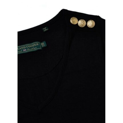 Holland Cooper Relax Fit V- Neck Tee – Black – Ladies Clothing - Crep Direct UK