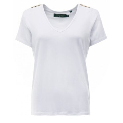 Holland Cooper Relax Fit V-Neck Tee – White – Ladies Clothing - Crep Direct UK Holland Cooper Relax Fit V-Neck Tee – White – Ladies Clothing - Crep Direct UK