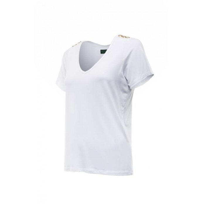 Holland Cooper Relax Fit V-Neck Tee – White – Ladies Clothing - Crep Direct UK