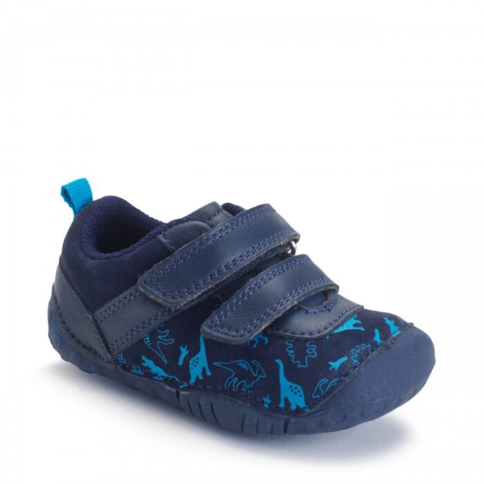 Start-Rite Roar Shoes – French Navy Dino Nubuck / Leather – Boys First Shoes - Crep Direct UK