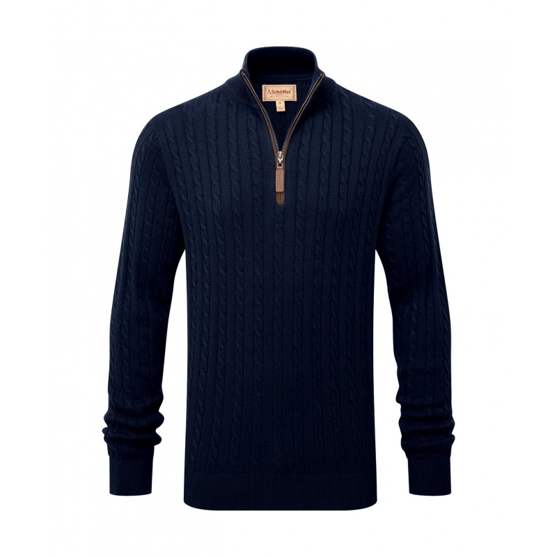 Schoffel Calton Cotton Cashmere Cable Knit 1/4 Zip Jumper 3148 – Navy – Mens Clothing - Crep Direct UK Schoffel Calton Cotton Cashmere Cable Knit 1/4 Zip Jumper 3148 – Navy – Mens Clothing - Crep Direct UK