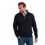Schoffel Calton Cotton Cashmere Cable Knit 1/4 Zip Jumper 3148 – Navy – Mens Clothing - Crep Direct UK
