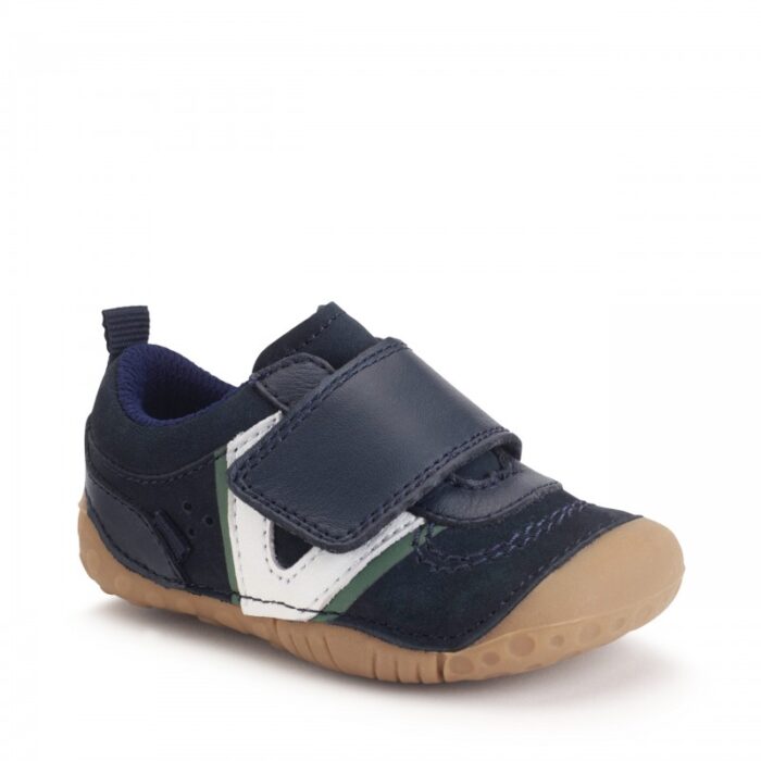 Start-Rite Shuffle Shoes – Navy White Leather / Nubuck – Boys First Shoes - Crep Direct UK