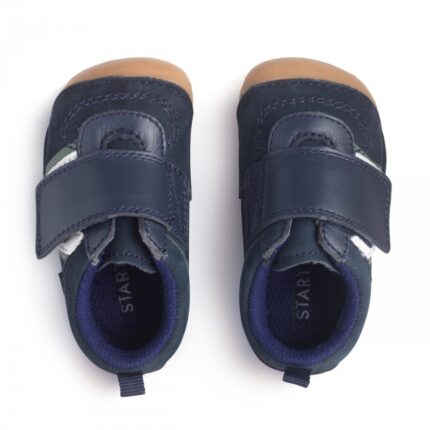 Start-Rite Shuffle Shoes – Navy White Leather / Nubuck – Boys First Shoes - Crep Direct UK