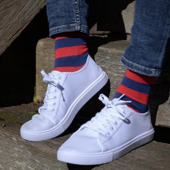 Swole Panda Striped Socks – Classic Red – Mens Clothing - Crep Direct UK