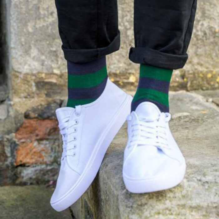 Swole Panda Striped Bamboo Socks – Racing Green – Mens Clothing - Crep Direct UK