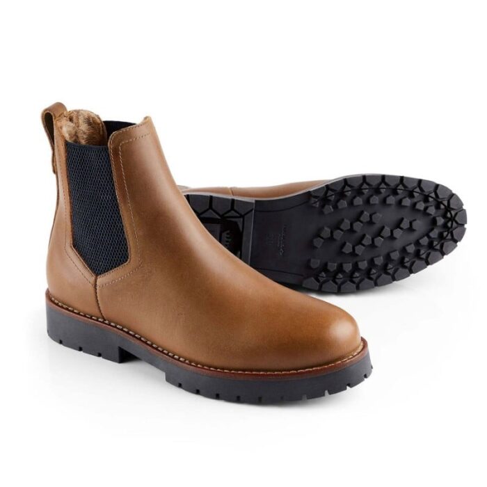 Fairfax and Favor Fairfax & Favor Sheepskin Boudica Ankle Boots – Oak Leather – Womens Boots - Crep Direct UK